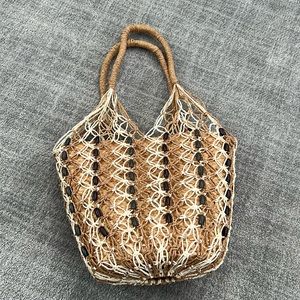 J. Crew Woven Sedona beaded bucket handbag